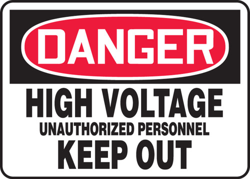 OSHA Danger Safety Sign: High Voltage - Unauthorized Personnel Keep Out Spanish 10" x 14" Adhesive Vinyl 1/Each - SHMELC044VS