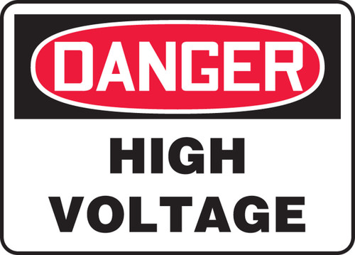 OSHA Danger Safety Sign: High Voltage Spanish 7" x 10" Adhesive Vinyl 1/Each - SHMELC113VS