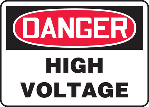 OSHA Danger Safety Sign: High Voltage Spanish 7" x 10" Adhesive Dura-Vinyl 1/Each - SHMELC113XV