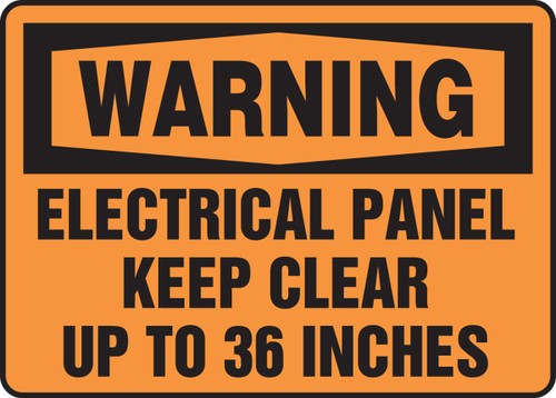 OSHA Warning Safety Sign: Electrical Panel - Keep Clear Up To 36 Inches Spanish 10" x 14" Aluminum 1/Each - SHMELC308VA