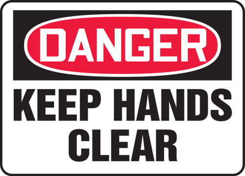 OSHA Danger Safety Sign - Keep Hands Clear Spanish 7" x 10" Adhesive Vinyl 1/Each - SHMEQM049VS