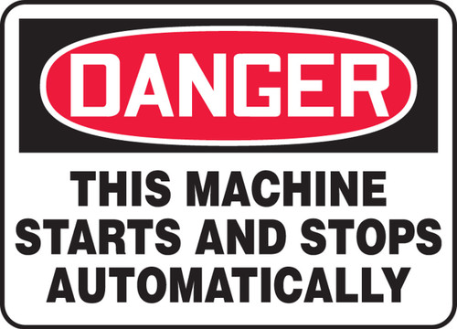 OSHA Danger Safety Sign - This Machine Starts And Stops Automatically Spanish 10" x 14" Adhesive Vinyl 1/Each - SHMEQM152VS