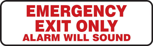 Safety Sign: Emergency Exit Only - Alarm Will Sound Spanish 3" x 10" Dura-Plastic 1/Each - SHMEXT406XT