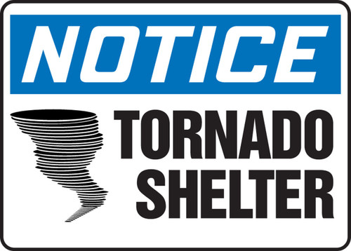 OSHA Notice Safety Sign: Tornado Shelter Spanish 7" x 10" Aluminum 1/Each - SHMFEX800VA