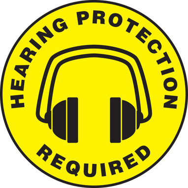 Slip-Gard Floor Sign: Hearing Protection Required (Graphic) 17" - Spanish Slip-Gard 1/Each - SHMFS1017