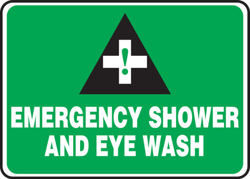 Safety Sign: Emergency Shower And Eye Wash Spanish 10" x 14" Adhesive Dura-Vinyl 1/Each - SHMFSD986XV