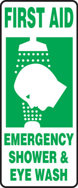 Safety Sign: First Aid - Emergency Shower & Eye Wash Spanish 17" x 7" Dura-Plastic 1/Each - SHMFSD996XT