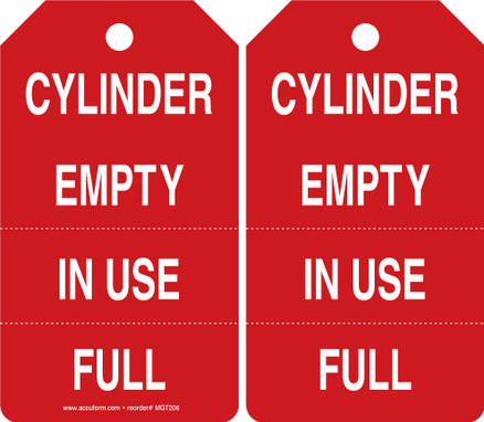 Cylinder Status Safety Tag: Cylinder Empty, In Use, Full Spanish RP-Plastic 5/Pack - SHMGT206PTM