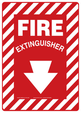Safety Sign: Fire Extinguisher (Down Arrow White) Spanish 14" x 10" Lumi-Glow Plastic 1/Each - SHMLFX578GP