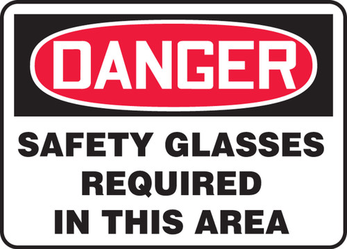 OSHA Danger Safety Sign: Safety Glasses Required In This Area Spanish 7" x 10" Plastic 1/Each - SHMPPA001VP