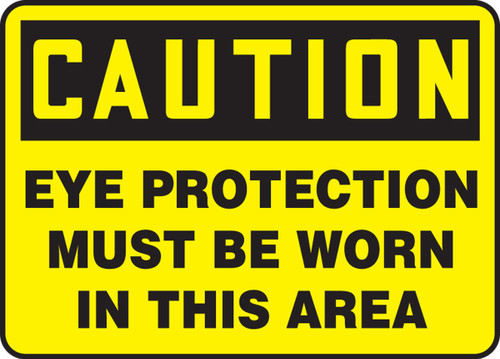 OSHA Caution Safety Sign: Eye Protection Must Be Worn In This Area Spanish 7" x 10" Plastic 1/Each - SHMPPA605VP