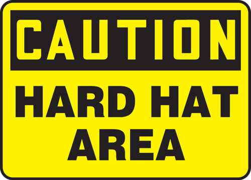 OSHA Caution Safety Sign: Hard Hat Area Spanish 7" x 10" Adhesive Vinyl 1/Each - SHMPPA612VS