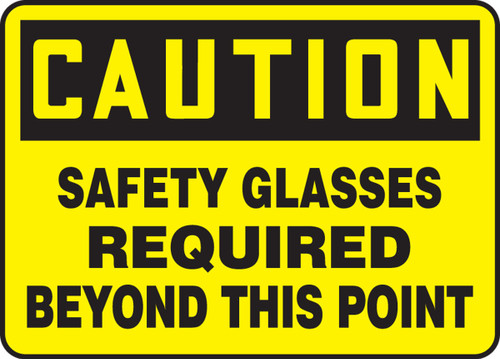 OSHA Caution Safety Sign: Safety Glasses Required Beyond This Point Spanish 10" x 14" Dura-Fiberglass 1/Each - SHMPPA703XF