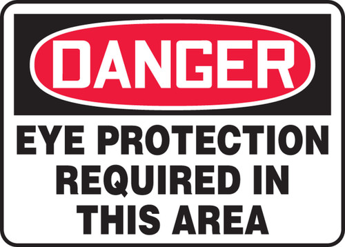 OSHA Danger Safety Sign: Eye Protection Required In This Area Spanish 7" x 10" Adhesive Vinyl 1/Each - SHMPPE011VS