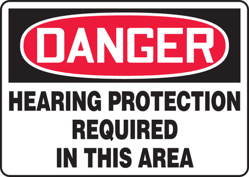 OSHA Danger Safety Sign: Hearing Protection Required Spanish 10" x 14" Dura-Plastic 1/Each - SHMPPE218XT