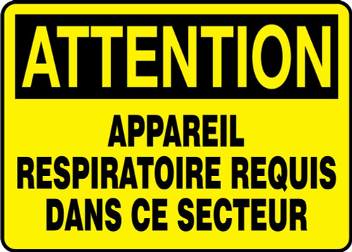 OSHA Caution Safety Sign: Respirators Required In This Area Spanish 10" x 14" Dura-Fiberglass 1/Each - SHMPPE440XF