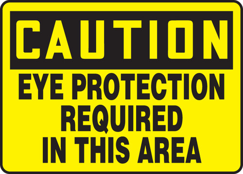 OSHA Caution Safety Sign: Eye Protection Required In This Area Spanish 7" x 10" Adhesive Vinyl 1/Each - SHMPPE624VS