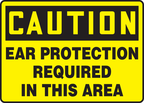 OSHA Caution Safety Sign: Ear Protection Required Spanish 10" x 14" Plastic 1/Each - SHMPPE682VP