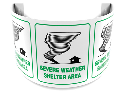 180D Projection Sign: Severe Weather Shelter Area Spanish Panel Size: 12" 1/Each - SHPSJ364