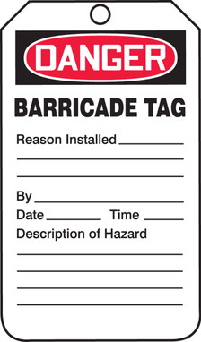 OSHA Danger Status Alert: Barricade Tag Spanish HS-Laminate 25/Pack - SHTAB104LTP