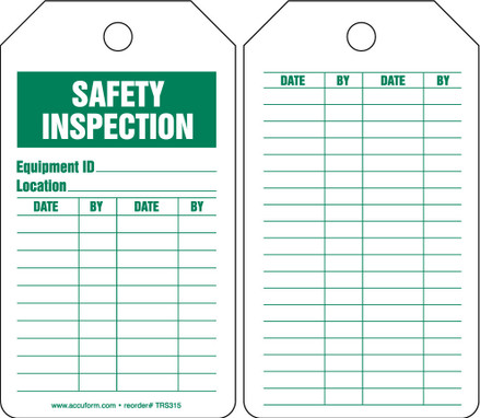 Equipment Status Safety Tag: Safety Inspection Spanish PF-Cardstock 25/Pack - SHTRS315CTP