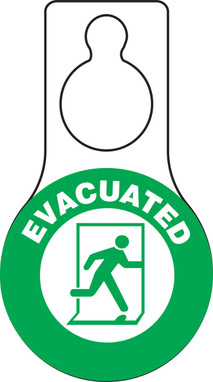 Shaped Door Knob Hanger Safety Tag: Evacuated 9" x 5" - TAD612