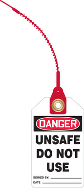 Loop 'n Lock OSHA Danger Safety Tag: Unsafe - Do Not Use 5 ¾ x 3 ¼ with 8 strap - TAK613