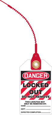 Loop 'n Lock OSHA Danger Safety Tag: Locked Out - Do Not Remove 5 ¾ x 3 ¼ with 8 strap - TAK645
