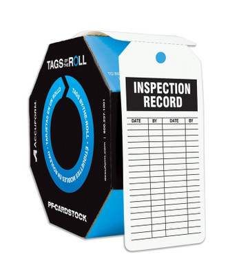 Safety Tags By-The-Roll: Inspection Record PF-Cardstock 100/Roll - TAR708