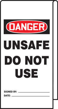 Wrap 'n Stick OSHA Danger Safety Tag: Unsafe - Do Not Use 12" x 3 1/8" - TAT110