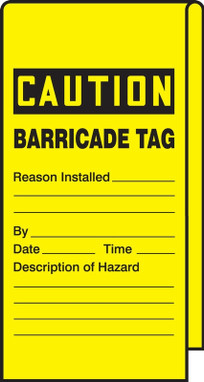 Wrap N' Stick Caution Safety Tag: Barricade Tag 12" x 3 1/8" - TAT112