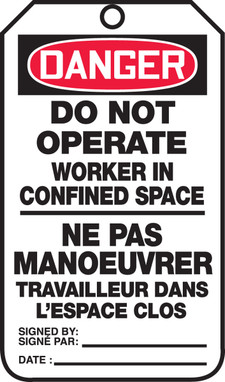 Danger Do Not Operate Worker In Confined Space - TCF195PTM