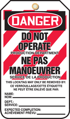 Danger Do Not Operate Production Department Ne Pas Manoeuvrer Service De La Production 5 7/8" x 3 1/8" - TCF214CTM