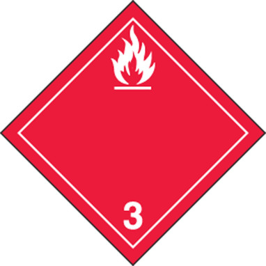 TDG Hazard Class 3 Shipping Label: Flammable 100mm x 100mm (4" x 4") Adhesive Poly 500/Roll - TCL324EV5