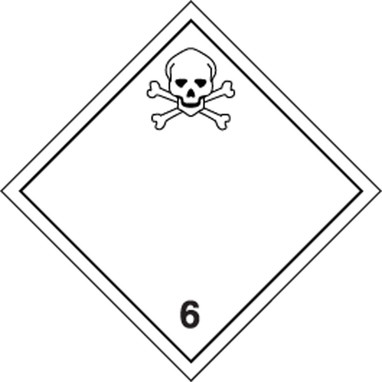 TDG Shipping Labels: Hazard Class 6: Toxic 100mm x 100mm (4" x 4") Adhesive Poly 250/Roll - TCL635EV2