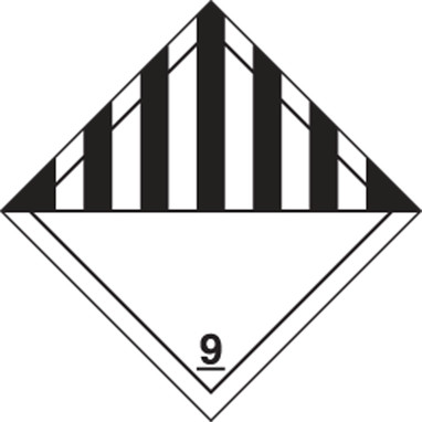 TDG Shipping Labels: Hazard Class 9: Miscellaneous Dangerous Goods 100mm x 100mm (4" x 4") Adhesive Poly 500/Roll - TCL940EV5