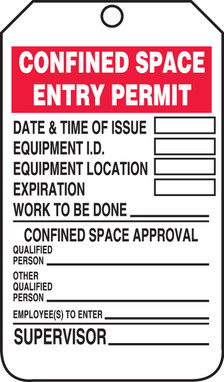 Confined Space Status Safety Tag: Confined Space Entry Permit PF-Cardstock - TCS323CTP