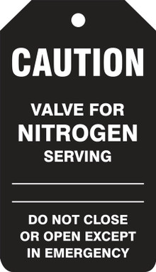 Medical Gas Safety Tag: Valve For Nitrogen Serving PF-Cardstock 5/Pack - TDM620CTM