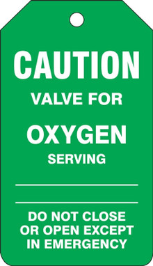 Caution Safety Tag: Valve For Oxygen PF-Cardstock 25/Pack - TDM660CTP