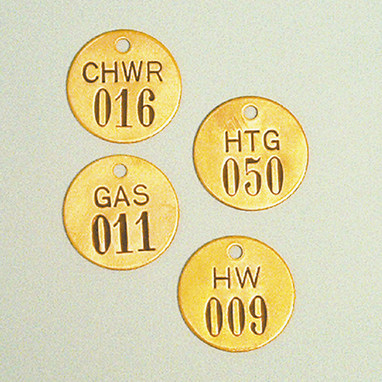 Valve Identification Numbered Brass Tags Series: 1-25 Utility Code: Cold Water 1/Pack - TDN623