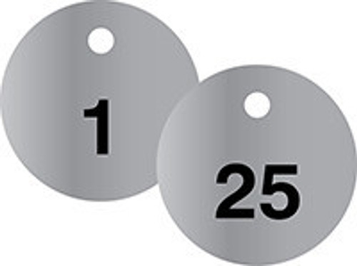 Perma-Black Stainless Steel Numbered Tags Series: 26-50 1 1/2" 25/Pack - TES206