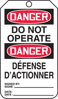 Danger Do Not Operate (English/French) 5 7/8" x 3 1/8" - TMF125CTM