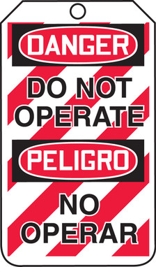 Spanish (Mexican) Bilingual OSHA Danger Safety Tag: Do Not Operate PF-Cardstock - TMS240CTP