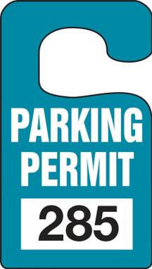 Vertical Hanging Tag: Parking Permit (With Unique Number) Black Series: 001-099 4 7/8" x 2 3/4" 99/Pack - TNT248BKA