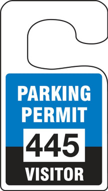 VERTICAL HANGING TAGS: PARKING PERMIT VISITOR Teal Series: 300-399 4 7/8" x 2 3/4" 100/Pack - TNT270TLD