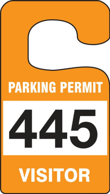VERTICAL HANGING TAGS: VISITOR PARKING PERMIT Blue Series: 400-499 4 7/8" x 2 3/4" 100/Pack - TNT274BUE