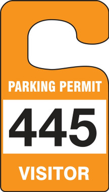 VERTICAL HANGING TAGS: VISITOR PARKING PERMIT Yellow Series: 200-299 4 7/8" x 2 3/4" 100/Pack - TNT274YLC
