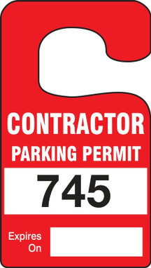 Vertical Hanging Parking Permit: Contractor Parking Permit Black Series: 300-399 4 7/8" x 2 3/4" 100/Pack - TNT298BKD