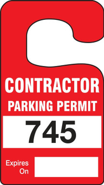 Vertical Hanging Parking Permit: Contractor Parking Permit Black Series: 900-999 4 7/8" x 2 3/4" 100/Pack - TNT298BKK