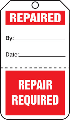 Safety Tag: Repaired/Repair Required - Perforated RP-Plastic 25/Pack - TPP104PTP